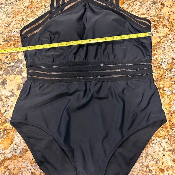Amazon Criss Cross Sheer Black One Piece Swimsuit size XXL - Picture 2 of 5